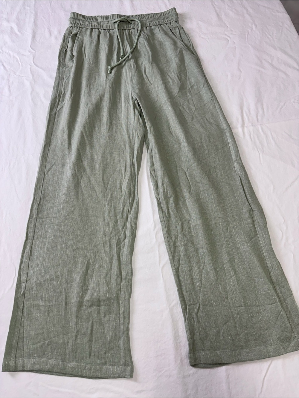 HALARA Sage Green Elastic Waist Wide-Leg Pants